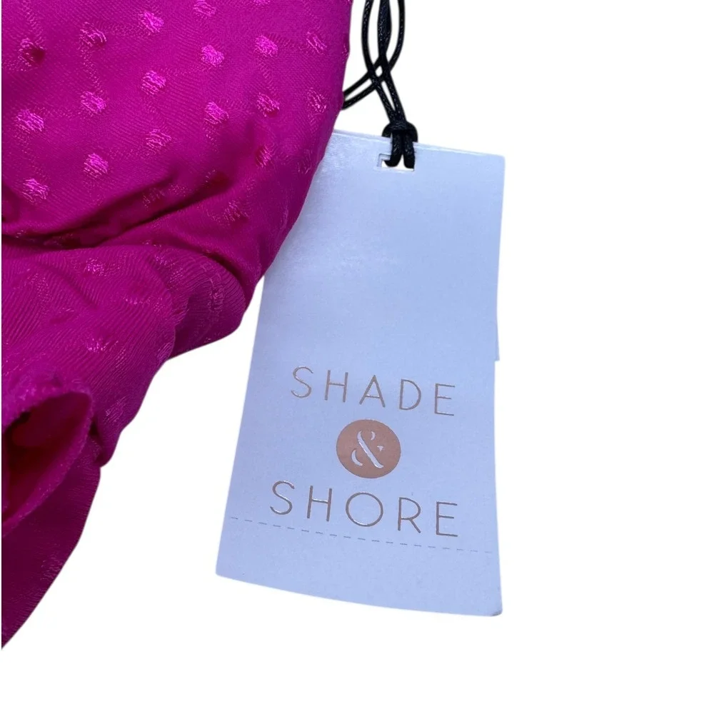 Shade Shore Raspberry Dot Ruffle‎ Halter Bikini Swim Top Women's Size Medium